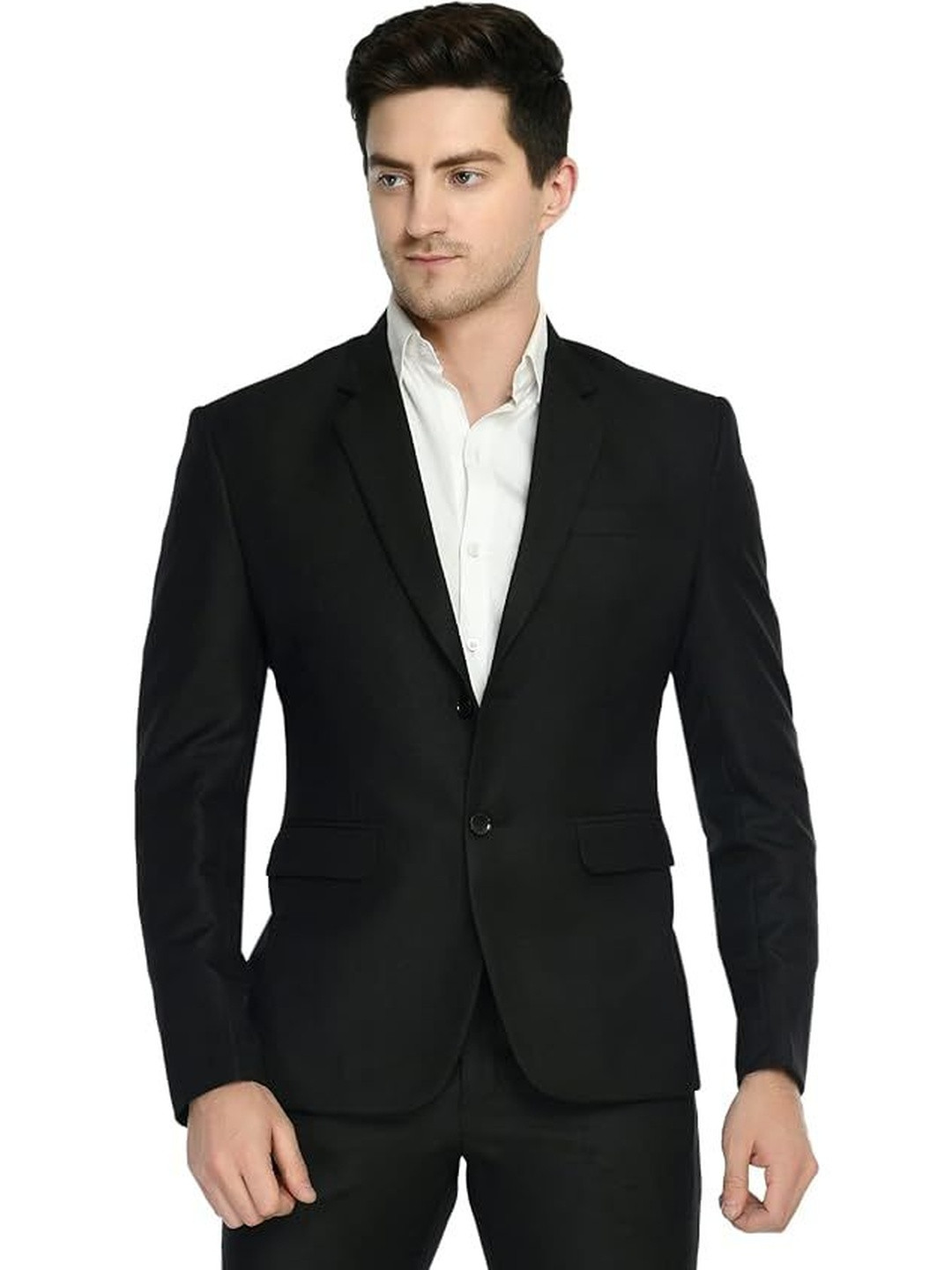 BUY HUB Men Notched Lapel Slim-Fit Single Breasted Blazer