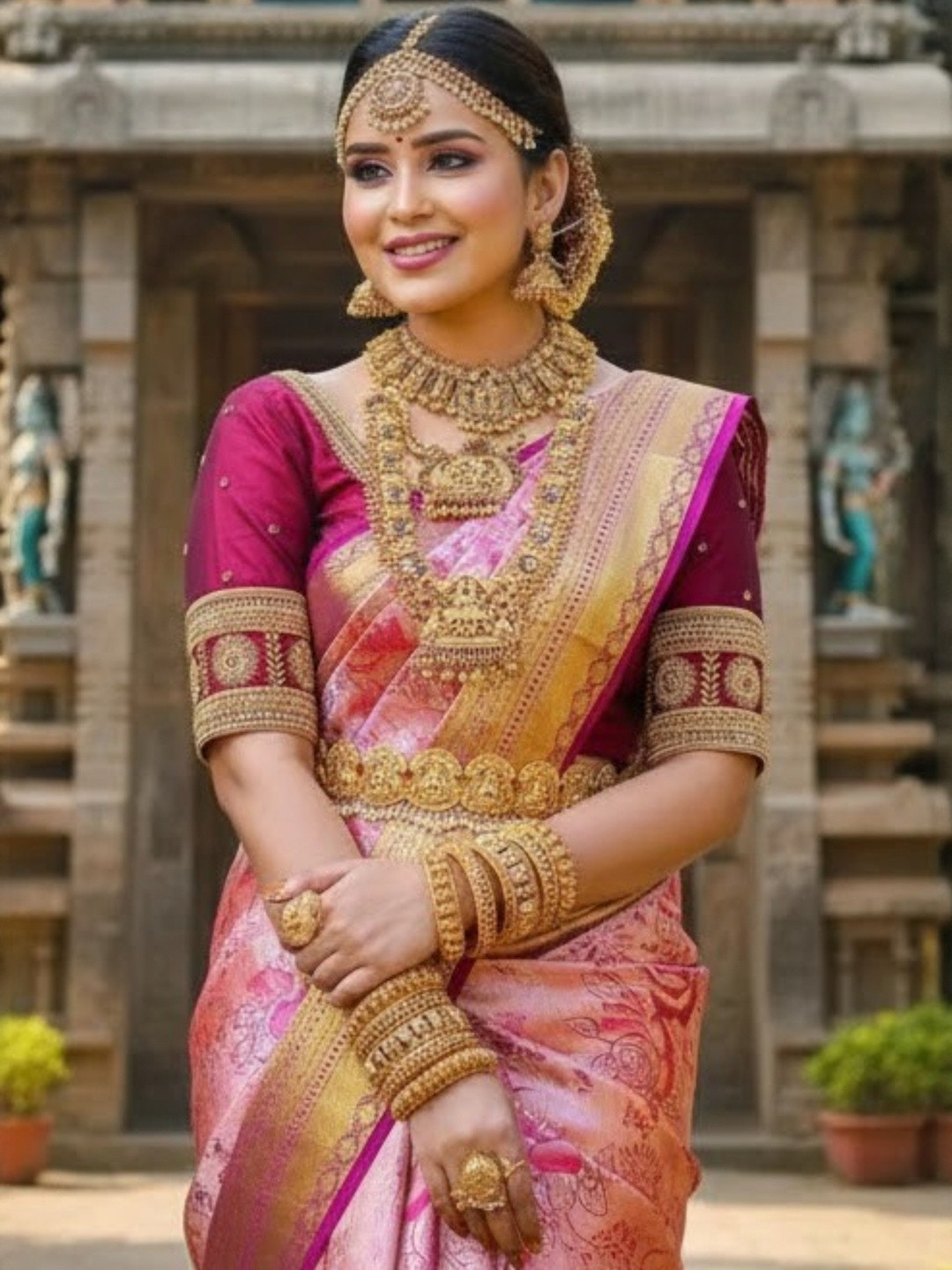 Bindi Fashion Woven Design Zari Heavy Work Banarasi Saree with Matching Blouse Piece