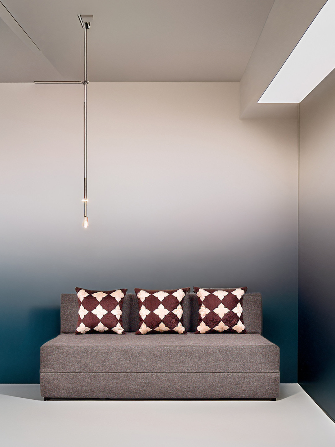 FRIENDS LIFE Brown Foam 3 Seater Fold Out Sofa Cum Bed With 4 Pillows