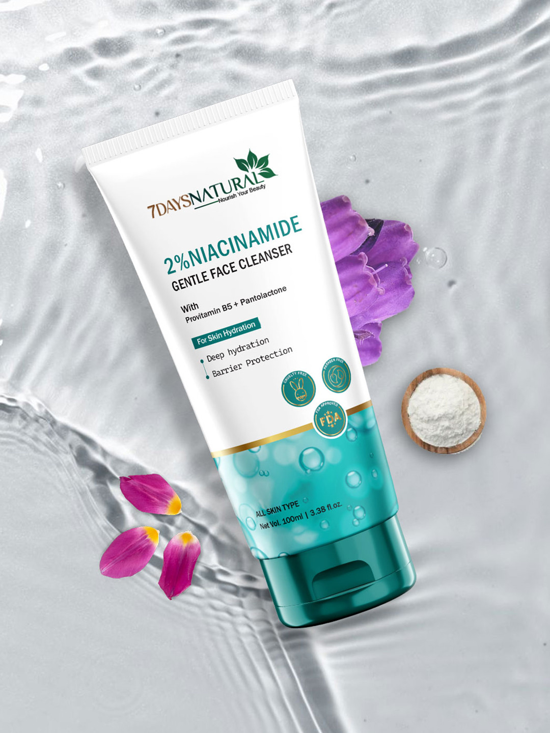 7DAYSNATURAL Natural 2% Niacinamide Gentle Face Cleanser For Deep Hydration - 100 ml