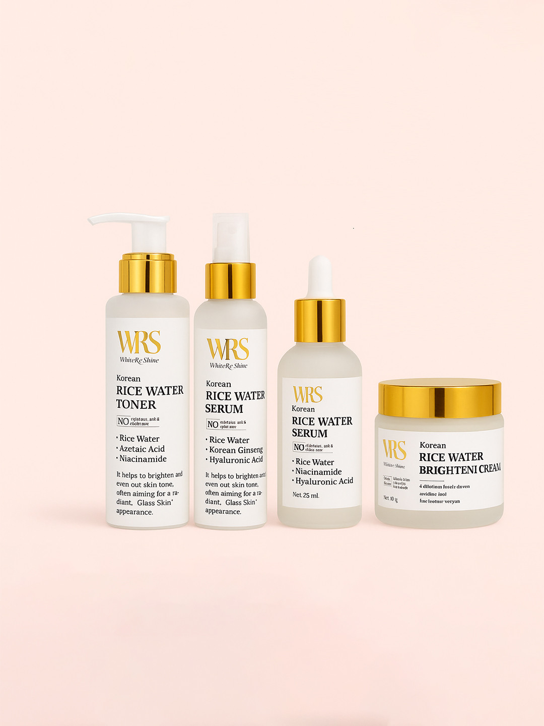 WHITEROSESHINE Set Of 4 Rice Water Cleanser, Serum, Toner & Brightening Cream