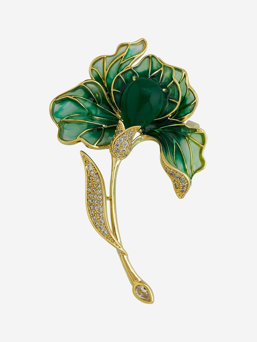 Kushal's Fashion Jewellery Women Gold-Plated Party Trendy Zircon Saree Brooch