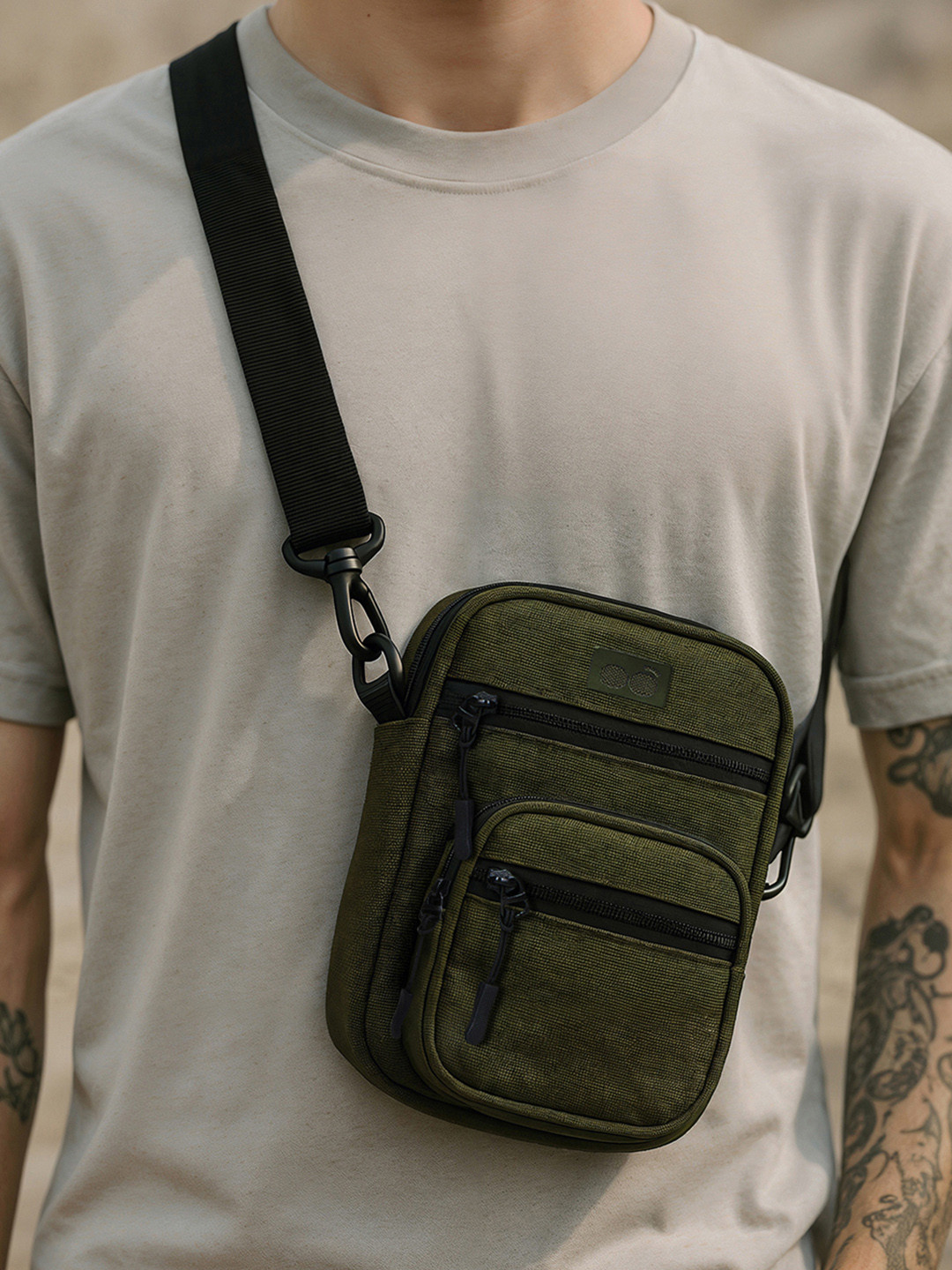 Bewakoof Unisex Olive Green Stackable Sling Bag