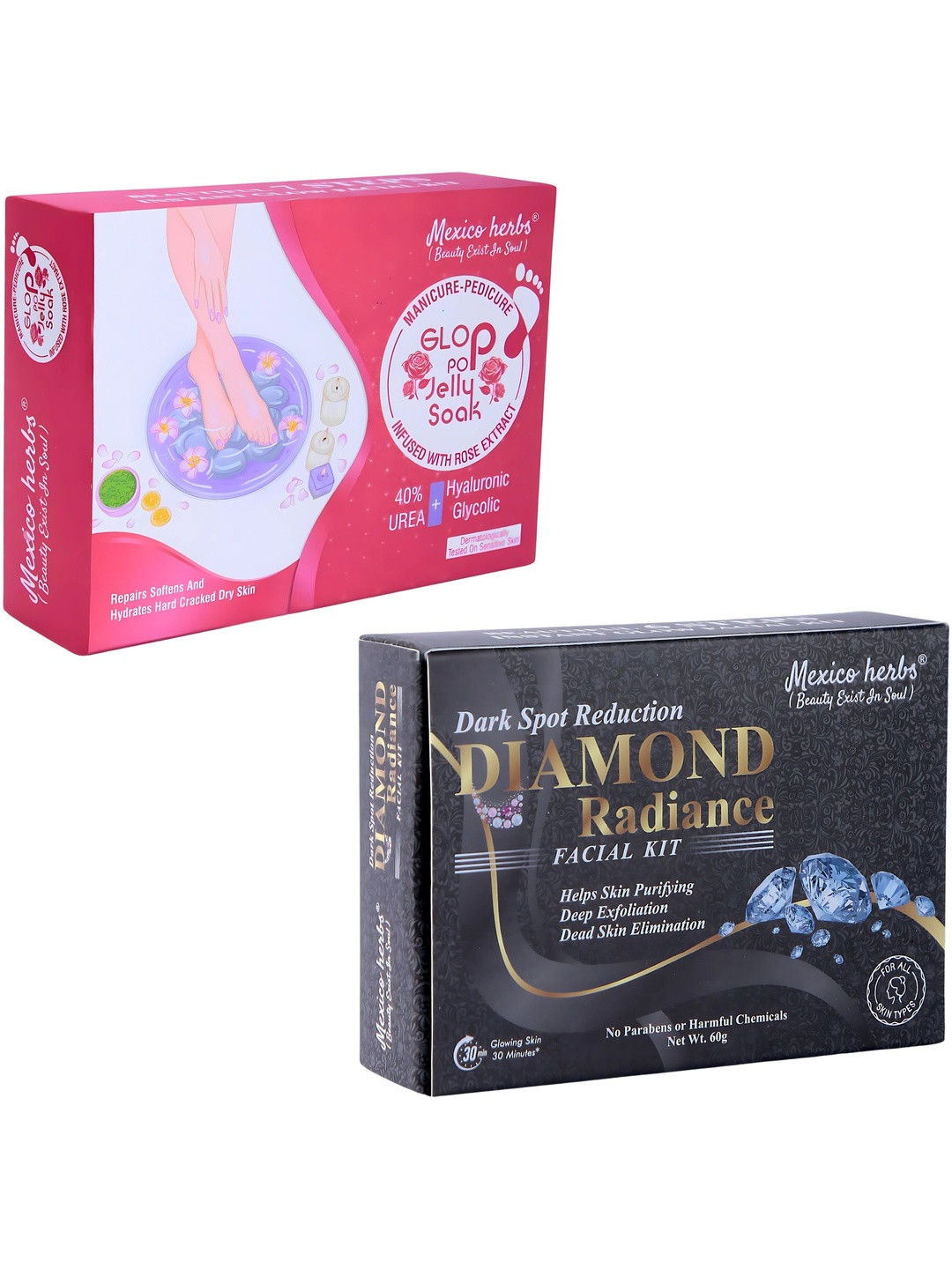 Mexico herbs Set Of 2 Glop Pop Manicure Pedicure Kit & Diamond Facial Kit - 60 g Each