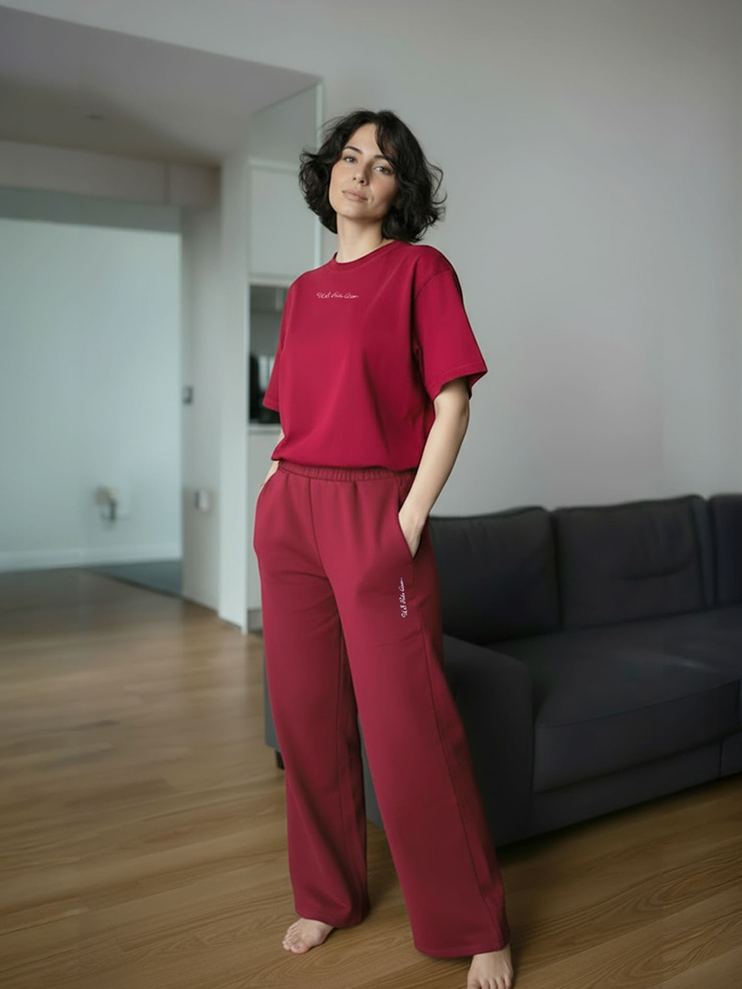 U.S. Polo Assn. Women Round Neck Relaxed Fit T-Shirt With Trousers Co-Ords