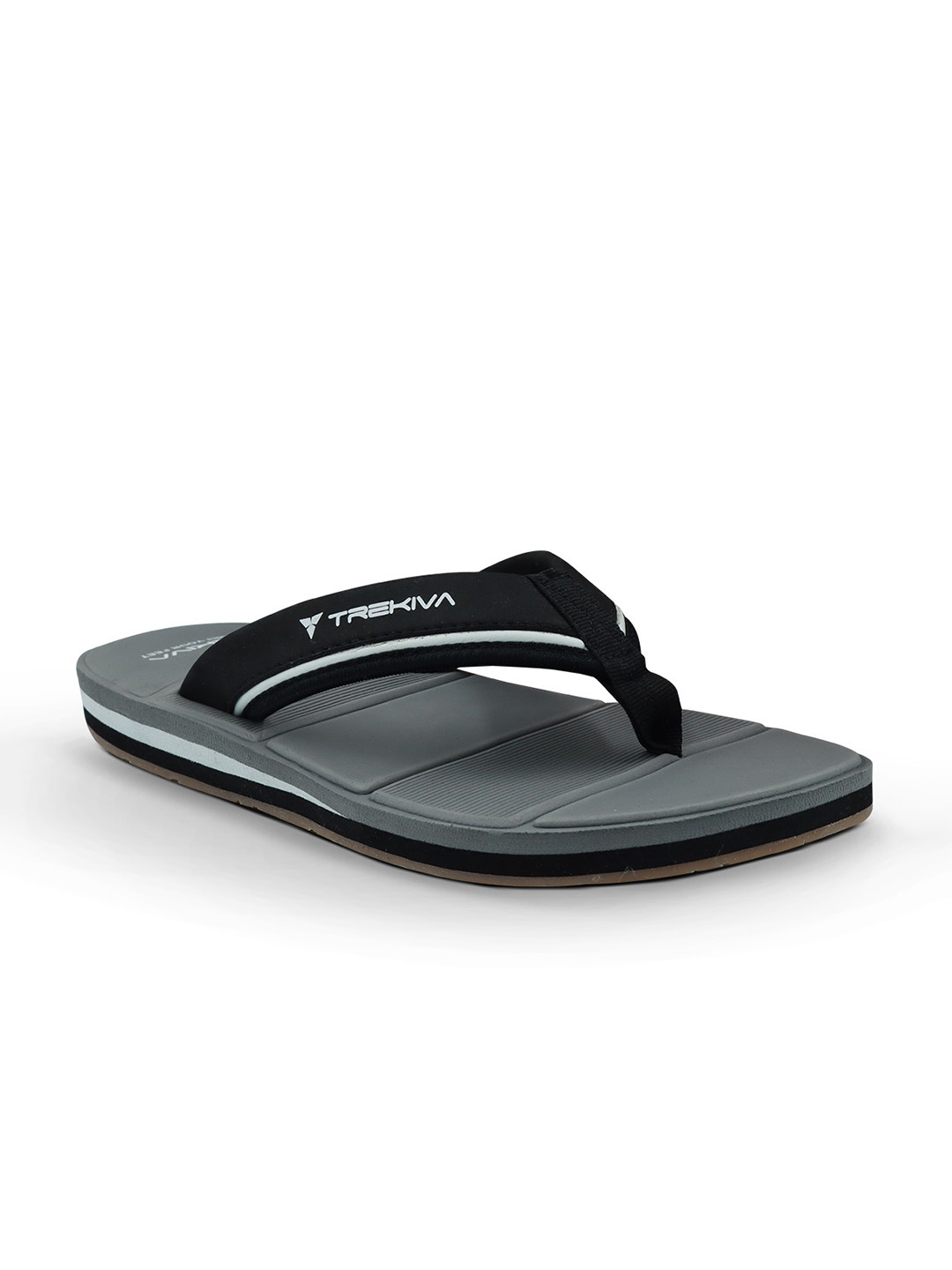 Trekiva Men Grey Fabric Flip Flops