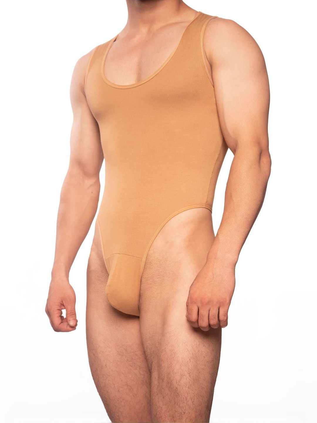 EROBOLD Men Solid Cotton Scoop Neck Bodysuit