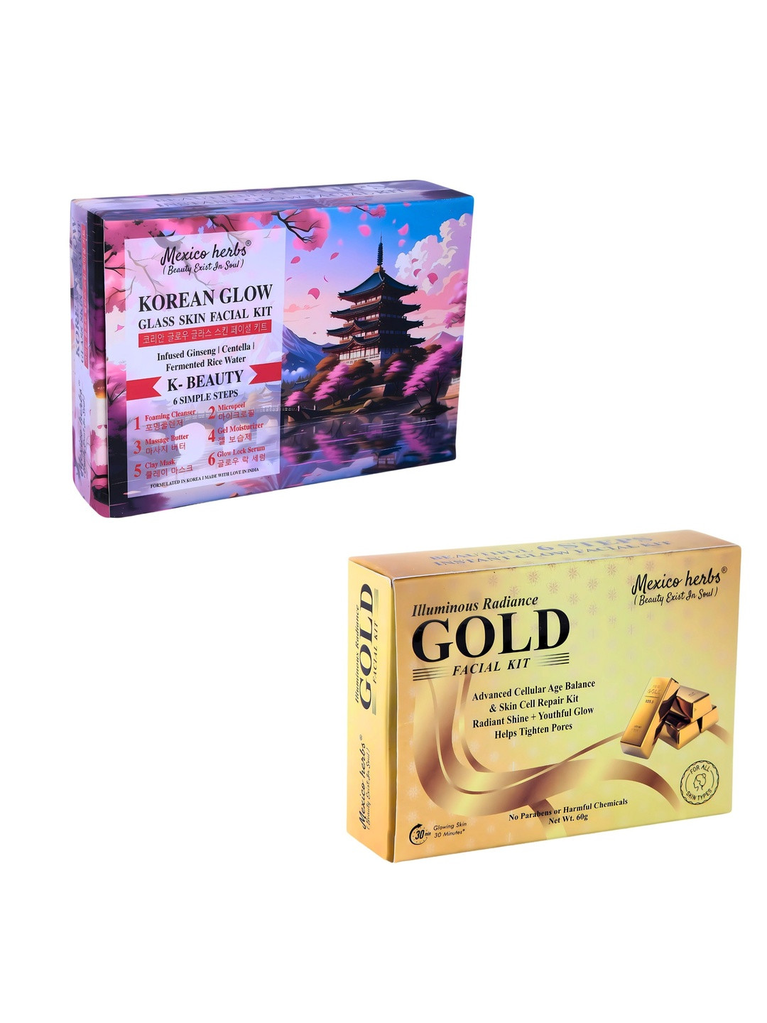 Mexico herbs Set Of 2 Korean Glow Glass Skin & Illuminous Radiance Facial Kit - 10 g Each