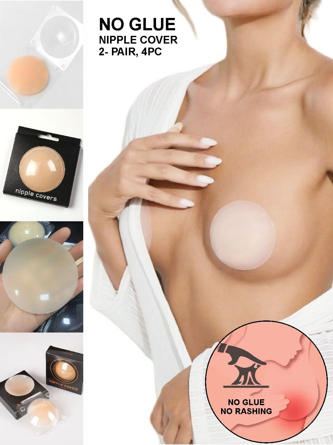 2 KOLPOL Women Set Of 2 Invisible Seamless Reusable No Glue Nipple Covers