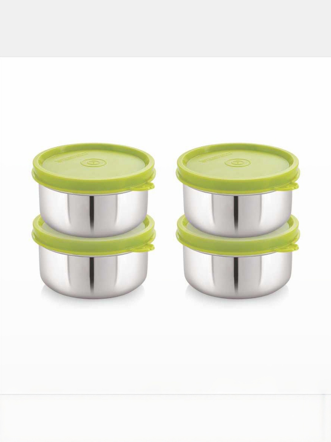 STEELLOCK Green & Silver-Toned 4 Pieces Stainless Steel Airtight Lunch Boxs-15 Inch each