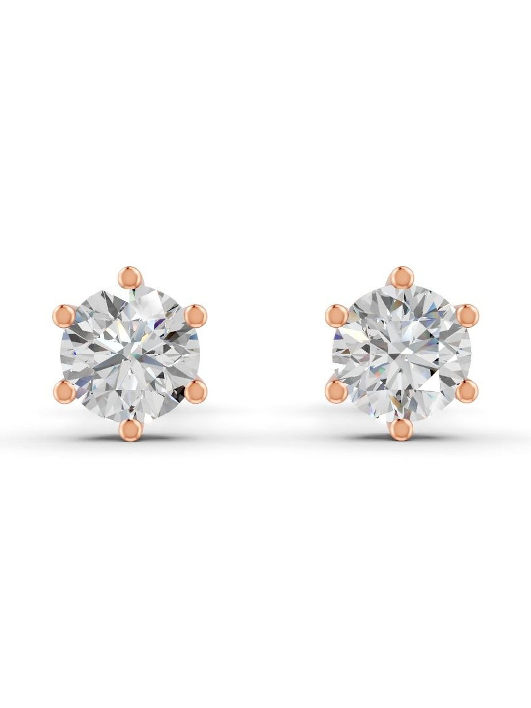 Forever Jewels Sterling Silver Rose Gold-Plated Moissanite Studded Diamond Shaped Studs