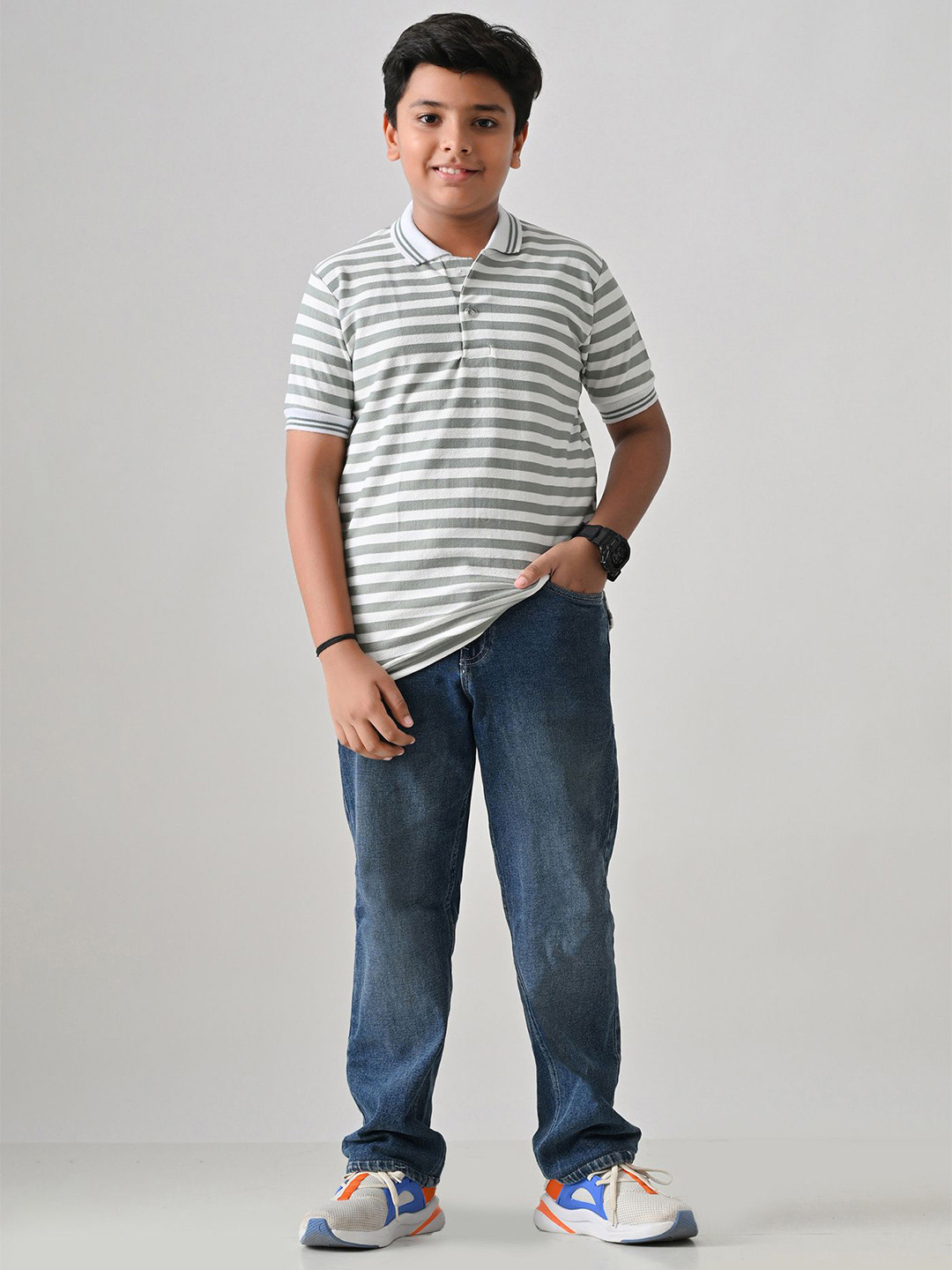 BAESD Boys Cotton Striped Polo Collar Half Sleeve T-Shirts