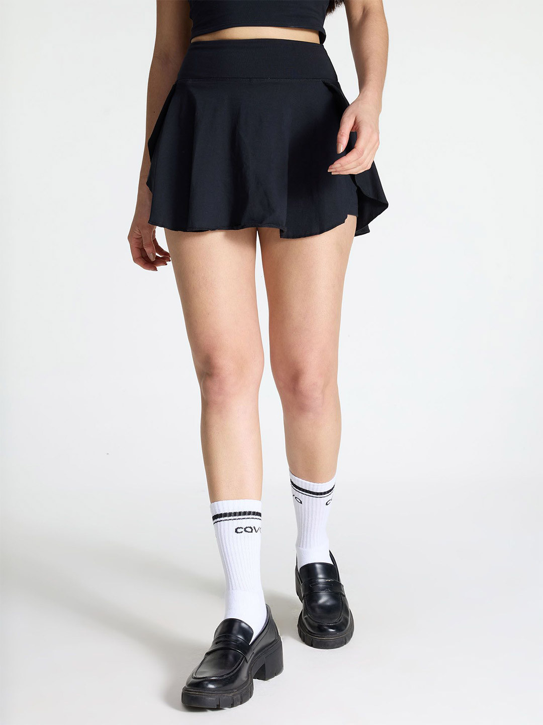 CAVA Women Black Cotton Twirl Skort