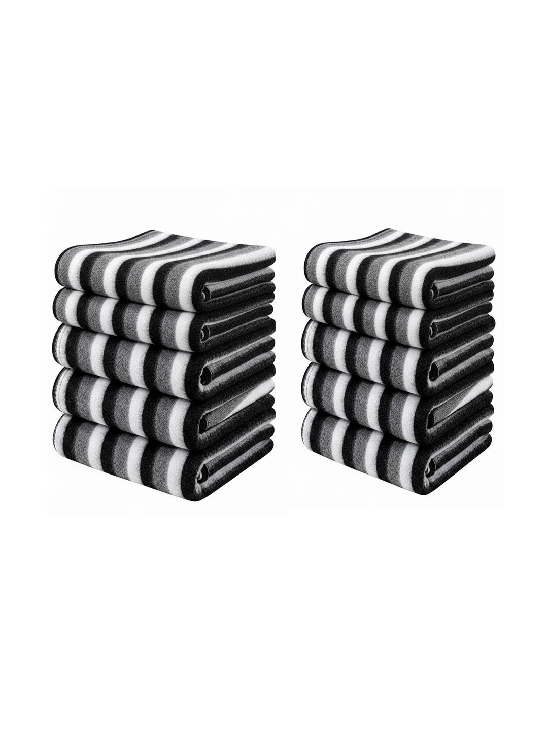 Aura Pack of 10 Black Striped Breathable Mild Winter 120 GSM Blanket