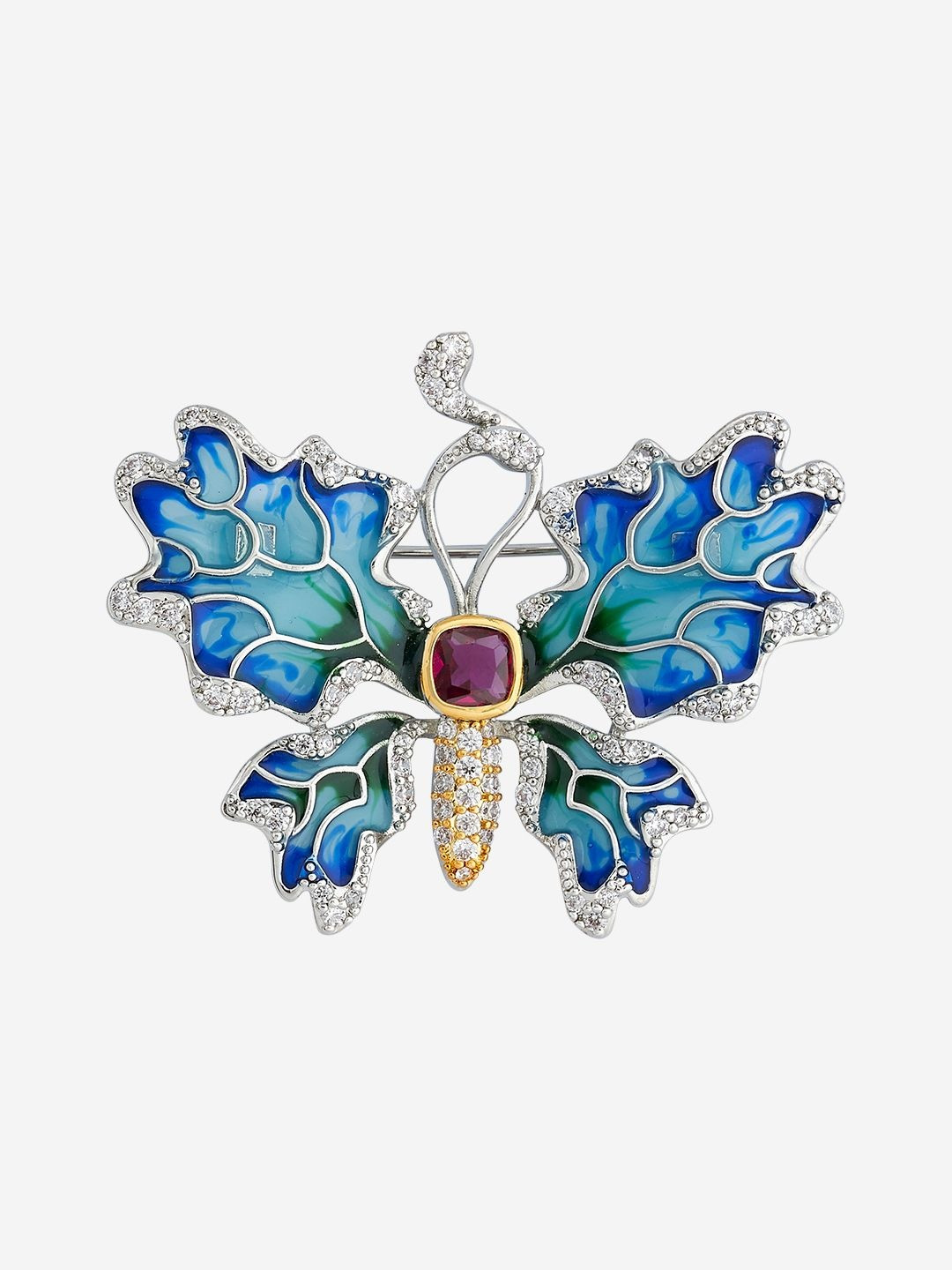 Kushal's Fashion Jewellery Women Gold-Plated Zircon Studded Party Saree Clip