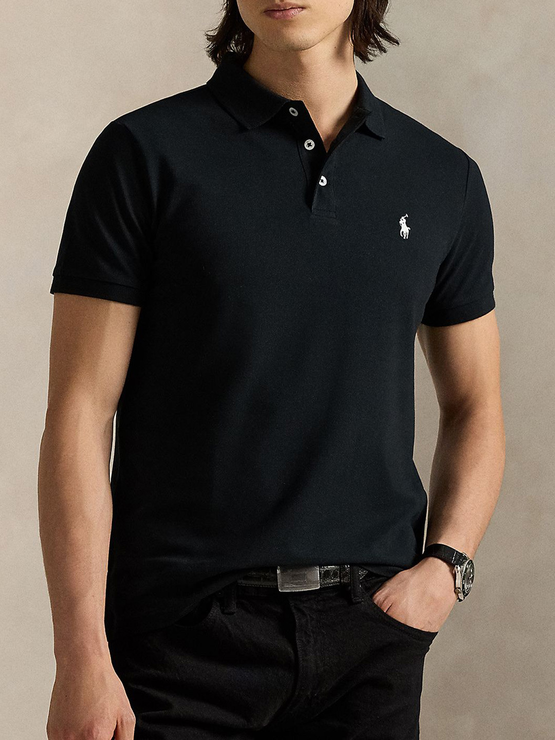 Polo Ralph Lauren Custom Men Slim Fit Stretch Polo Collar Cotton T-Shirt