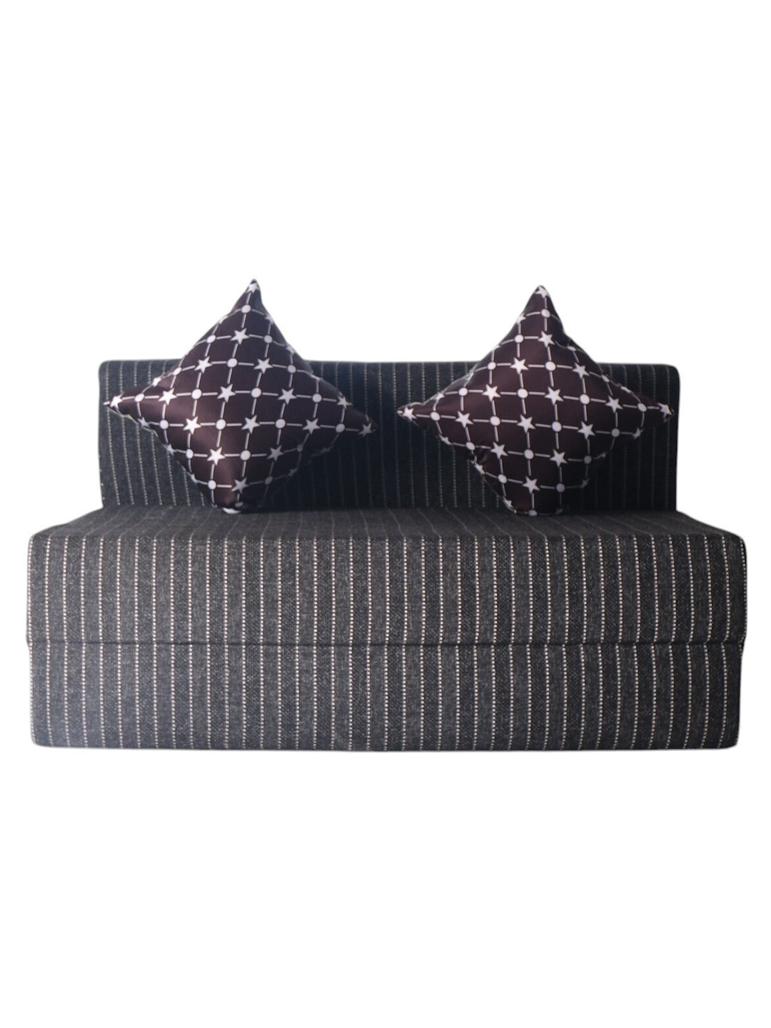 FRIENDS LIFE Grey Foam 2 Seater Fold Out Sofa Cum Bed With 2 Pillows