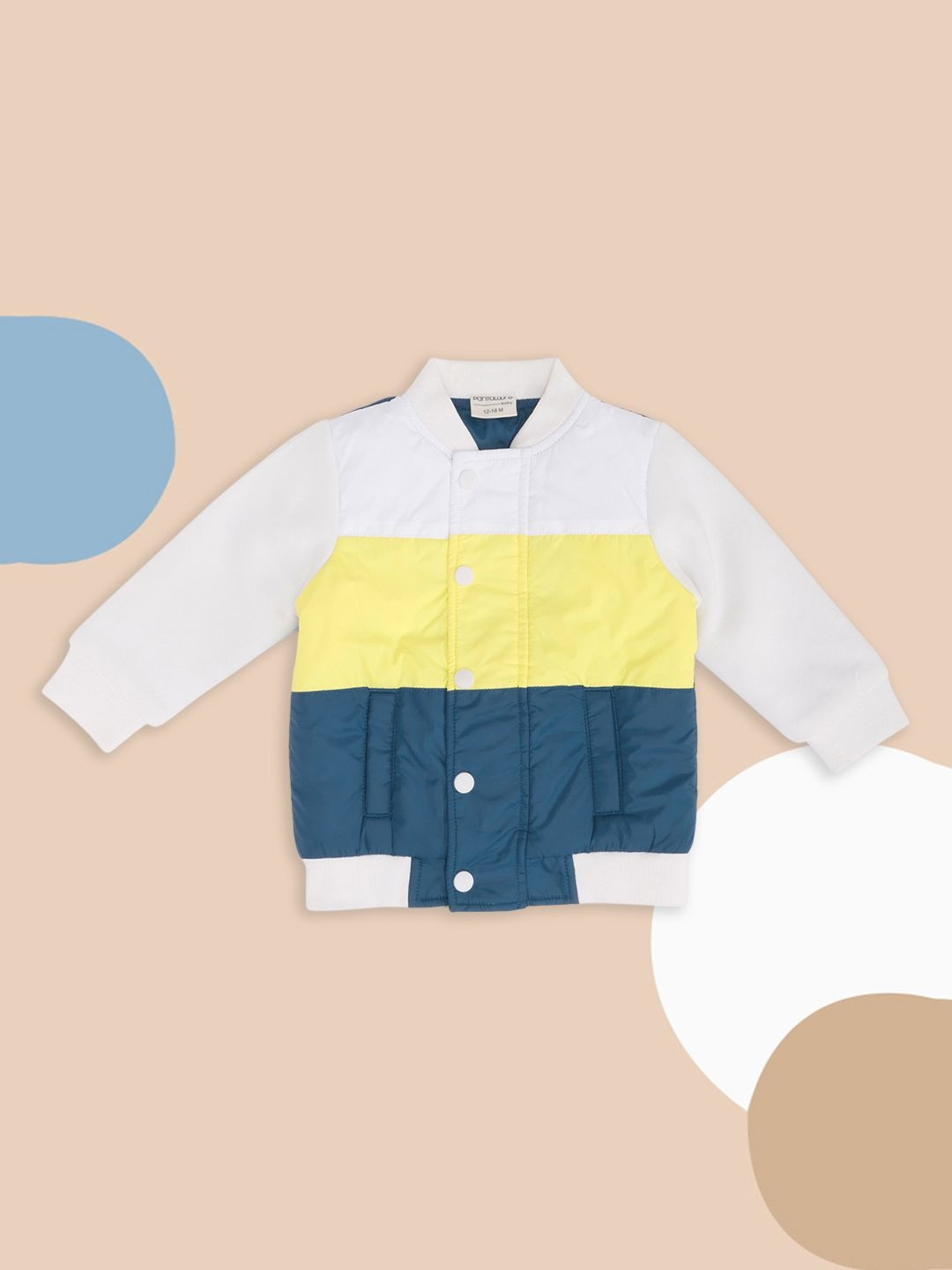 Pantaloons Baby Boys Stand Collar Colourblocked Bomber Jacket