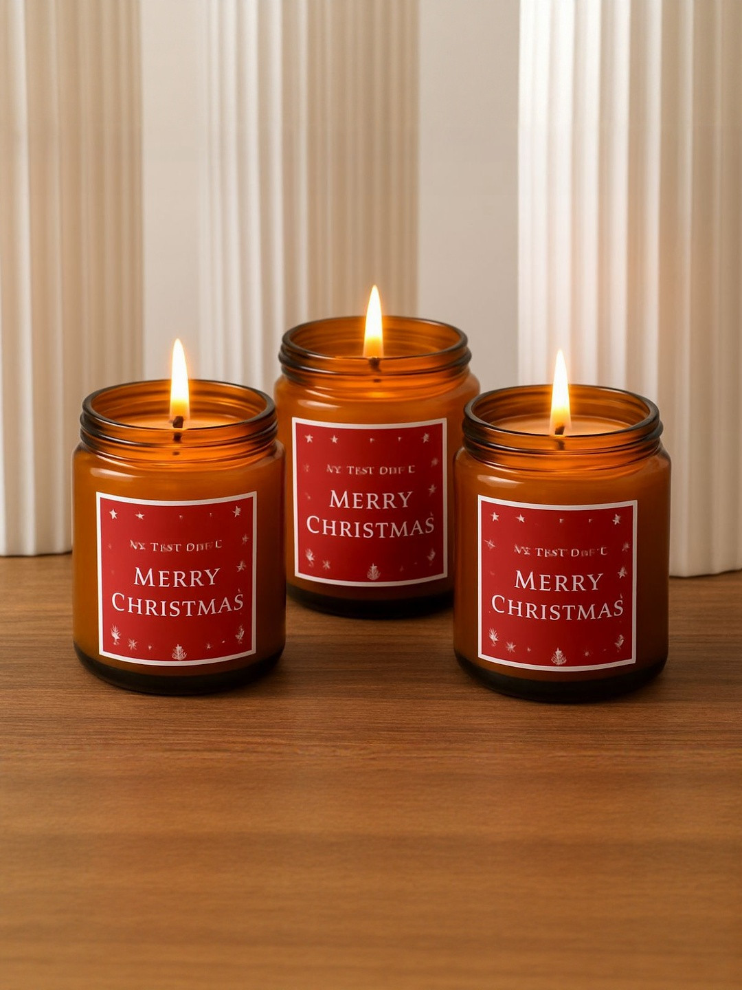 Garden Deco Brown Pack of 3 Merry Christmas Scented Jar Candle