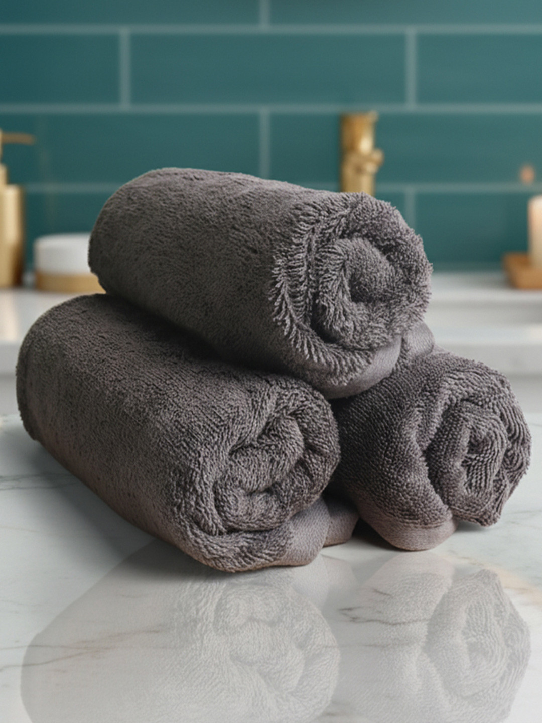 Heelium Grey Unisex Pack of 3 Bamboo Super Soft & Quick Drying Home & Gym Hand Towel