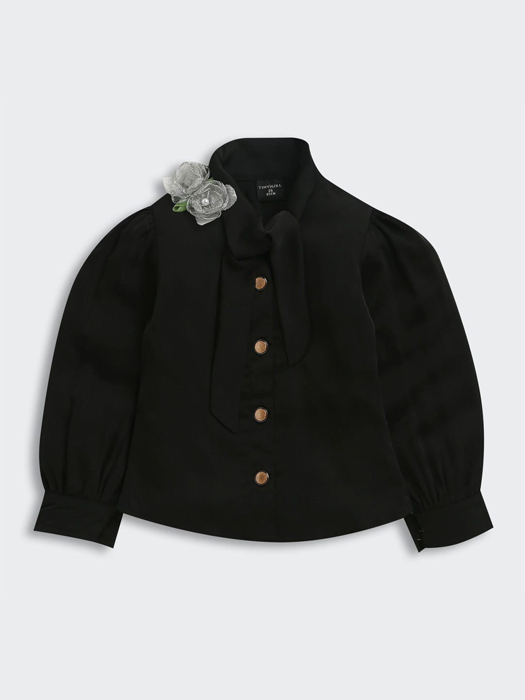 Tiny Girl Girls Mandarin Collar Puff Sleeves Shirt