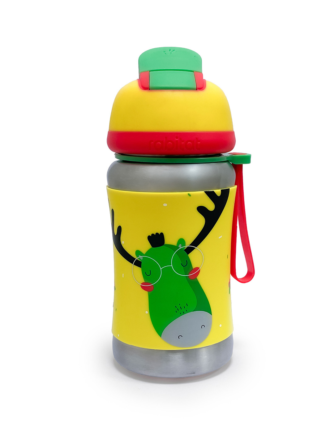 Rabitat Yellow Conversational Stainless Steel Spill Proof Water Bottle - 350ml