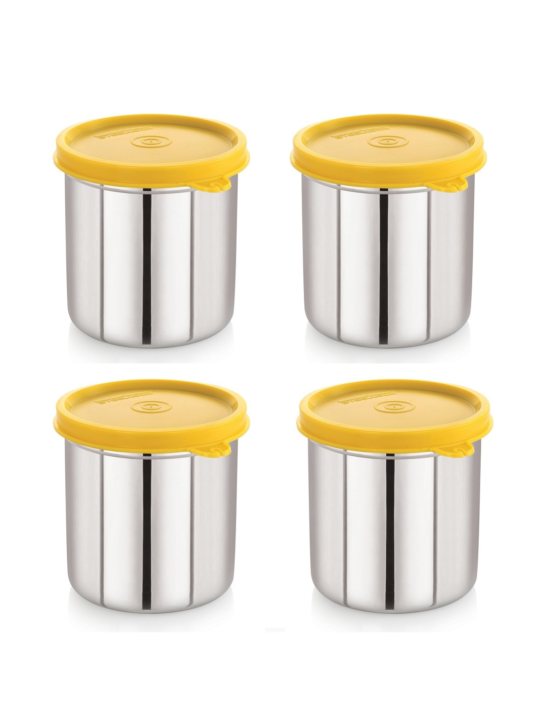 STEELLOCK Yellow Stainless Steel Leak Resistant 4 Pieces Flip Top Canisters 500 ml