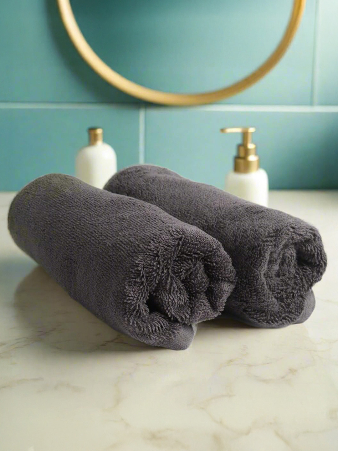 Heelium Grey Unisex Pack of 2 Bamboo Super Soft & Quick Drying Home & Gym Hand Towel