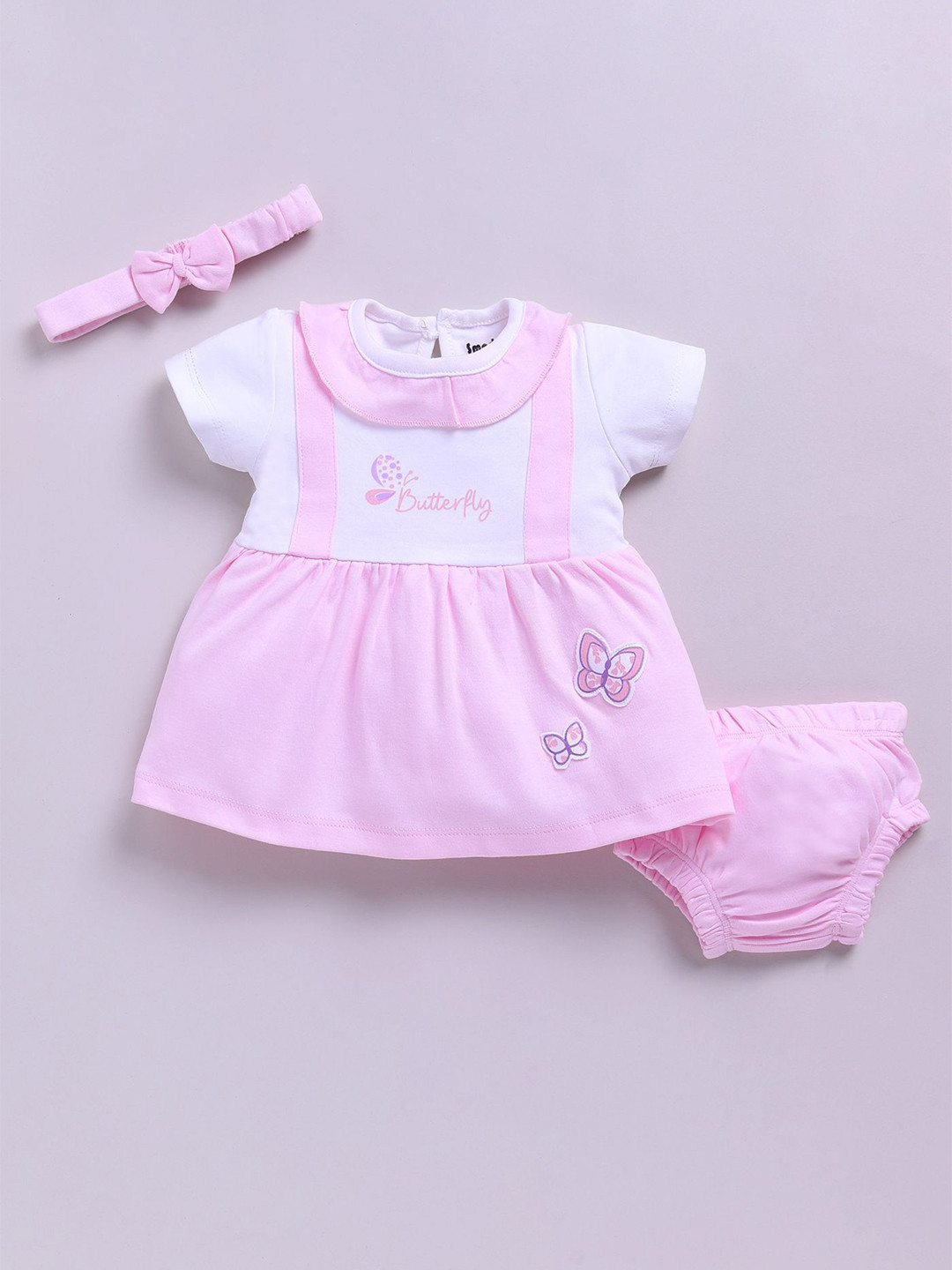 Smart Baby Girls Floral Printed Round Neck Cotton A-Line Dress