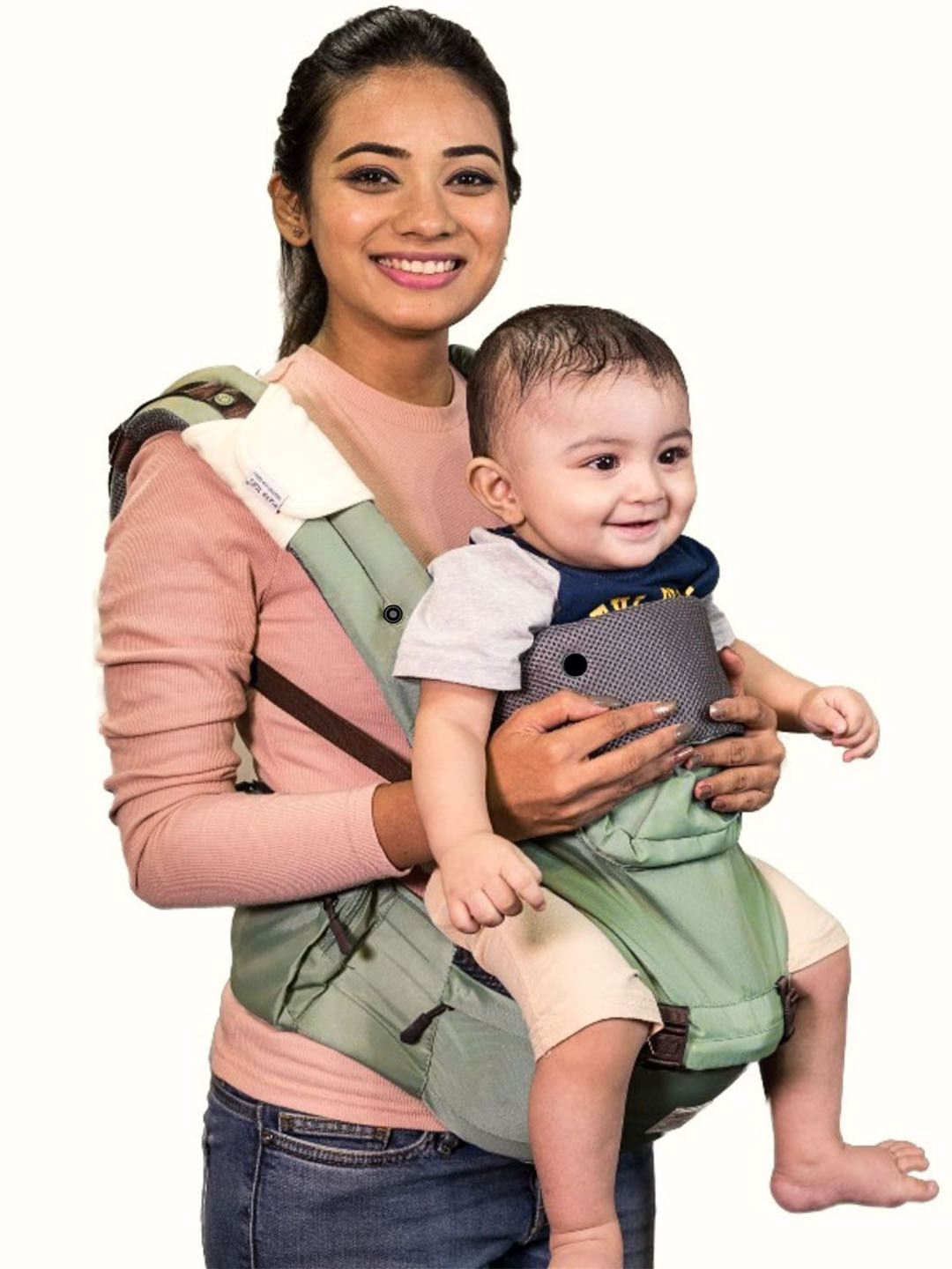Polka Tots Infants Textured 6-in-1 Hip Seat Baby Carrier with Airbag