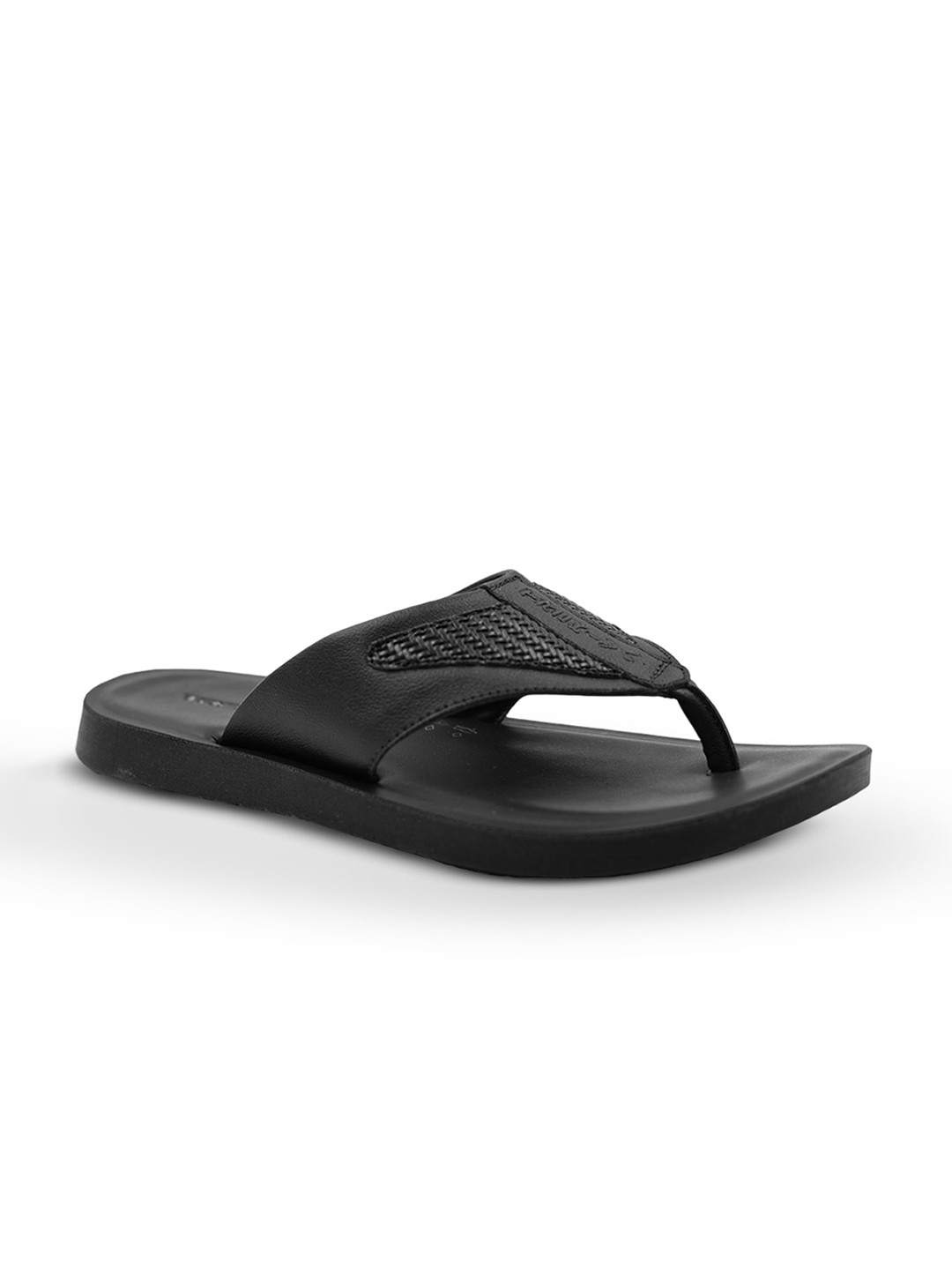 Trekiva Men Black Solid Rubber Causal Thong Flip-Flops
