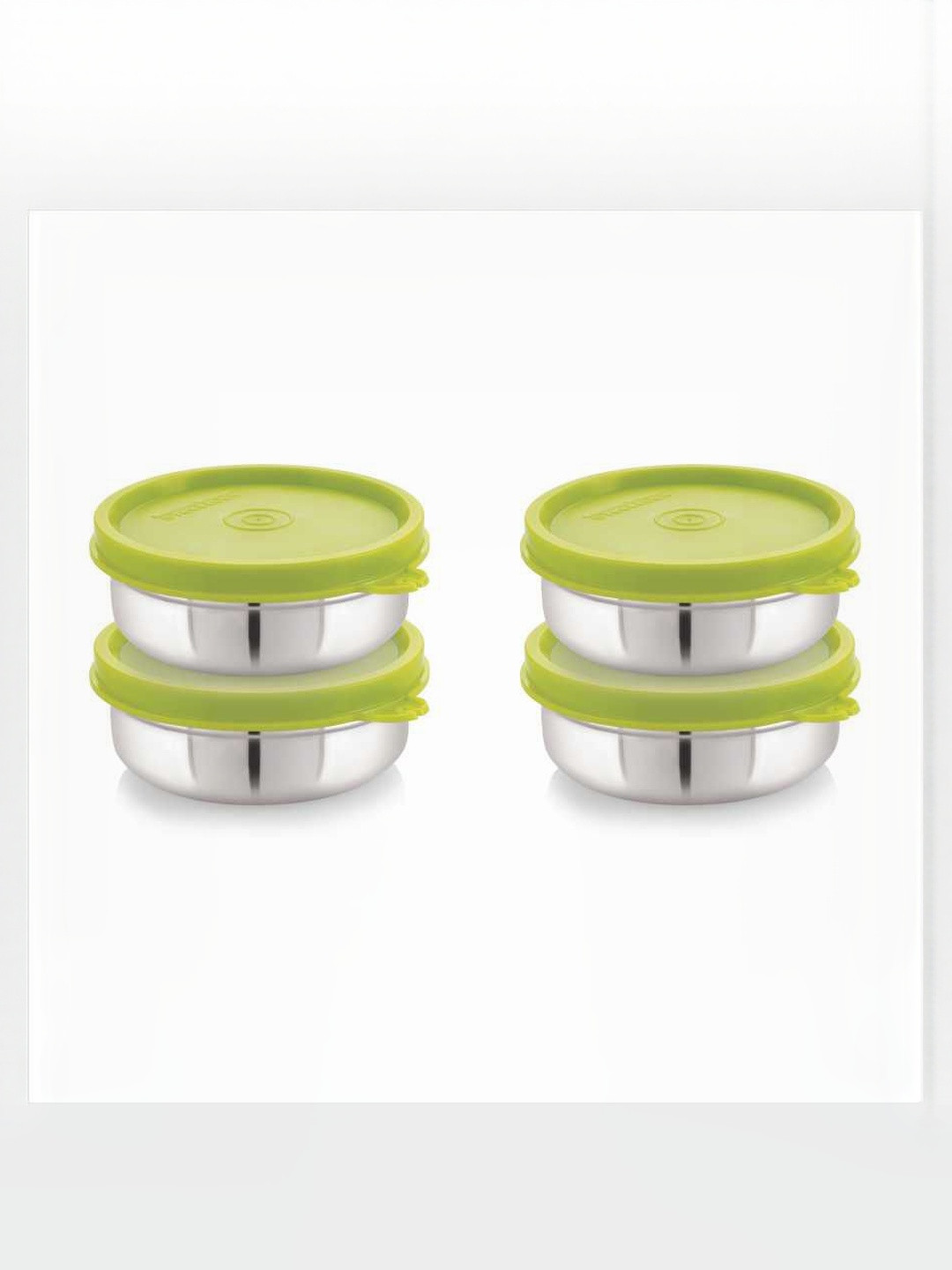 STEELLOCK Green & Silver-Toned 4 Pieces Stainless Steel Airtight Lunch Boxs-21 Inch each
