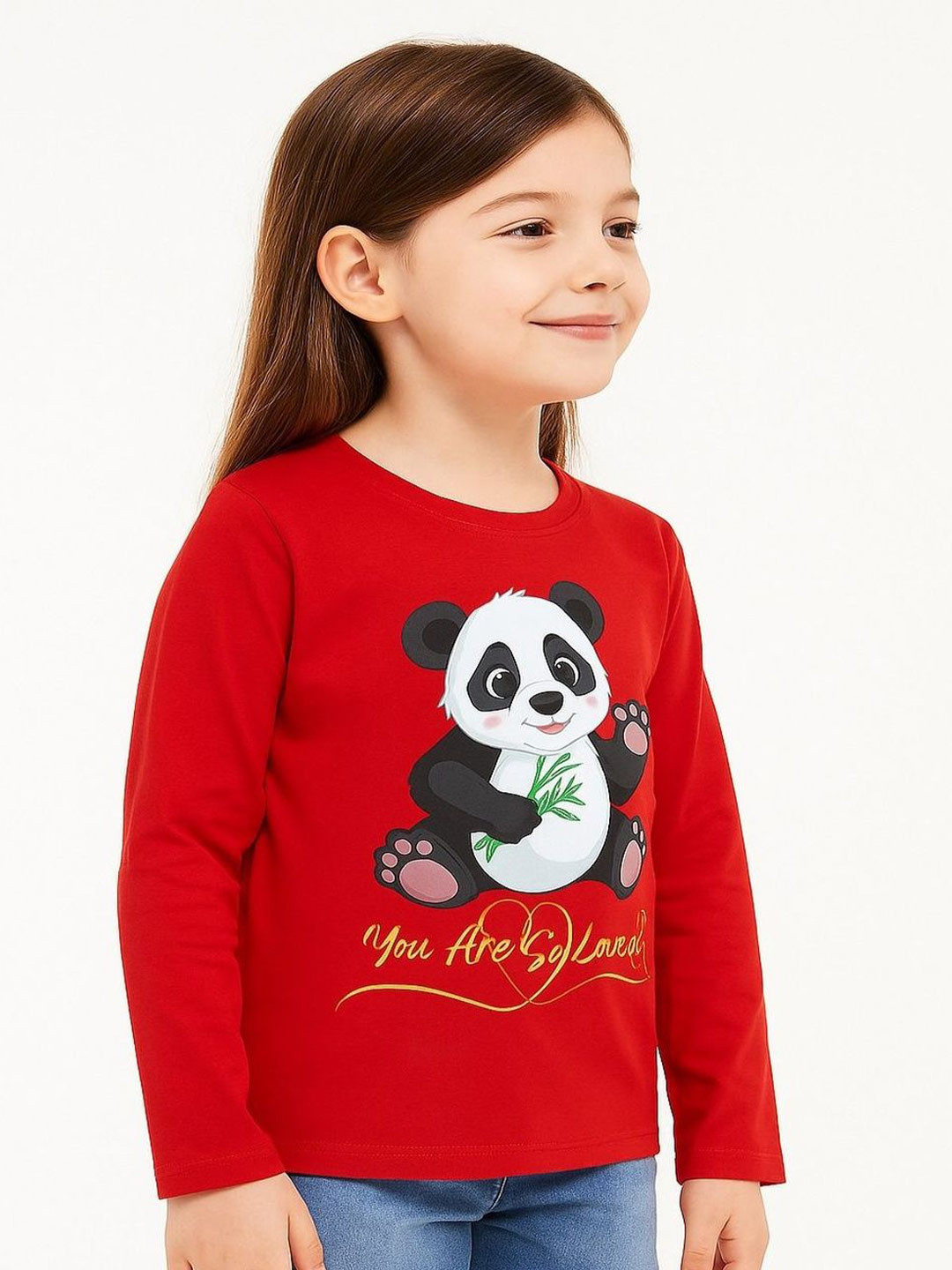 Priyal Designer Kids Red Printed Long Sleeves T-shirt