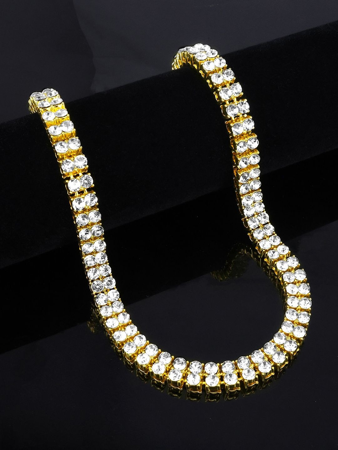 Peora Gold-Plated Crustals Studded Necklace