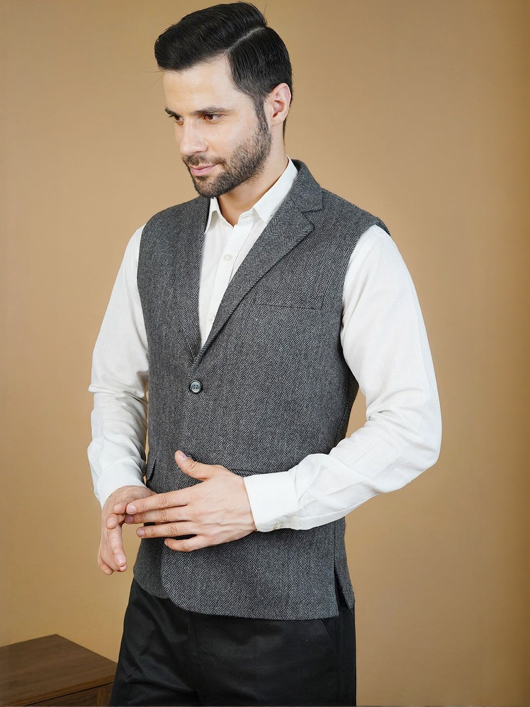 Wintage Men Notched Lapel Single-Breasted Blazer