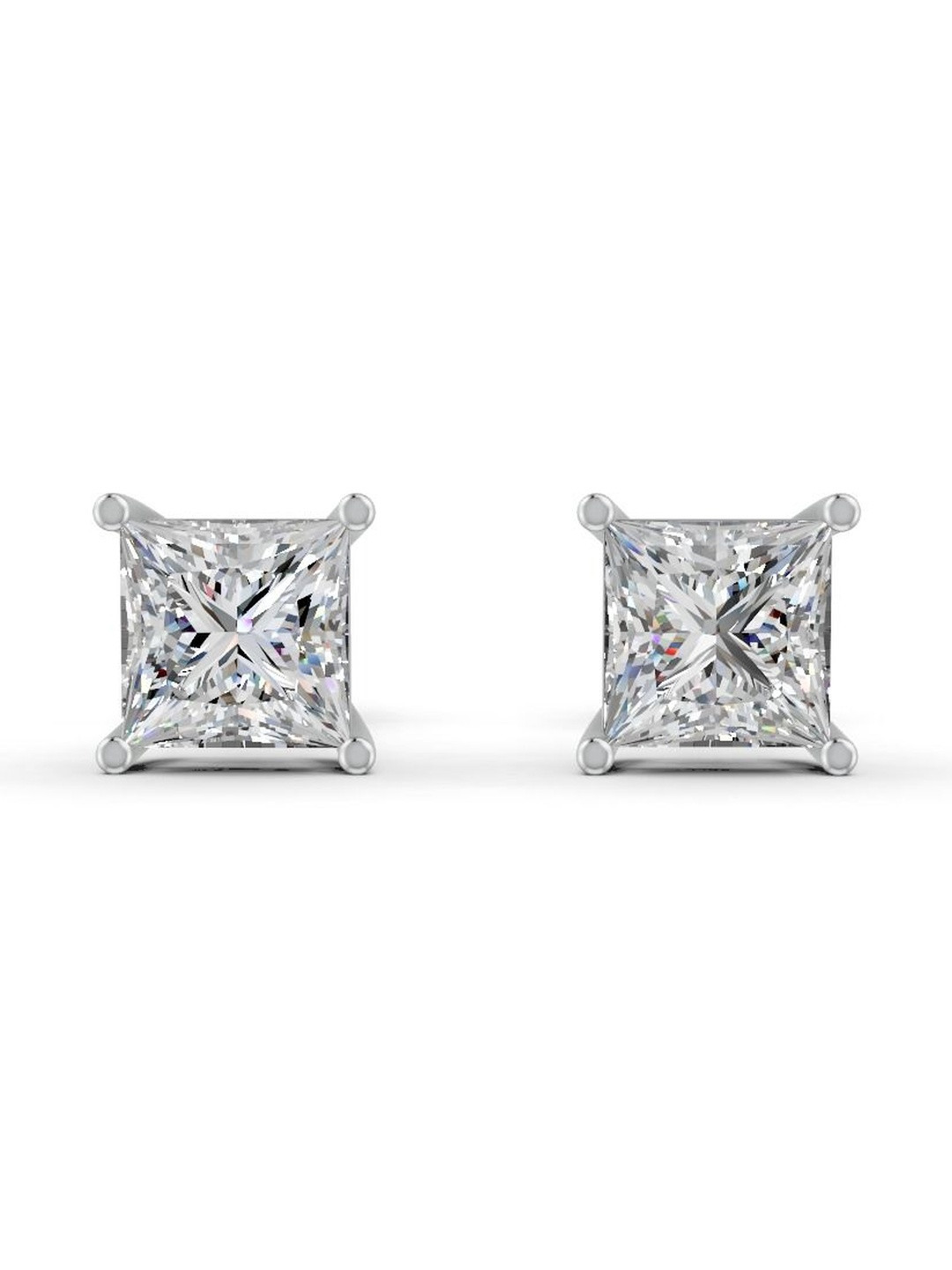 Forever Jewels Sterling Silver 14K Gold Plated Moissanite Studded Square Shaped Studs