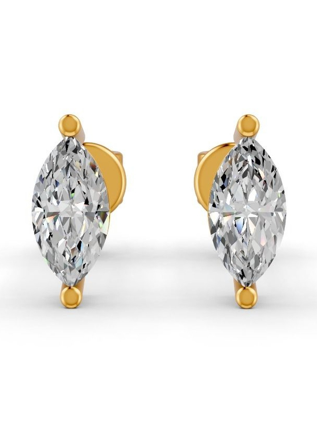 Forever Jewels Sterling Silver 14K Gold-Plated 5Ct Moissanite Diamond Shaped Studs