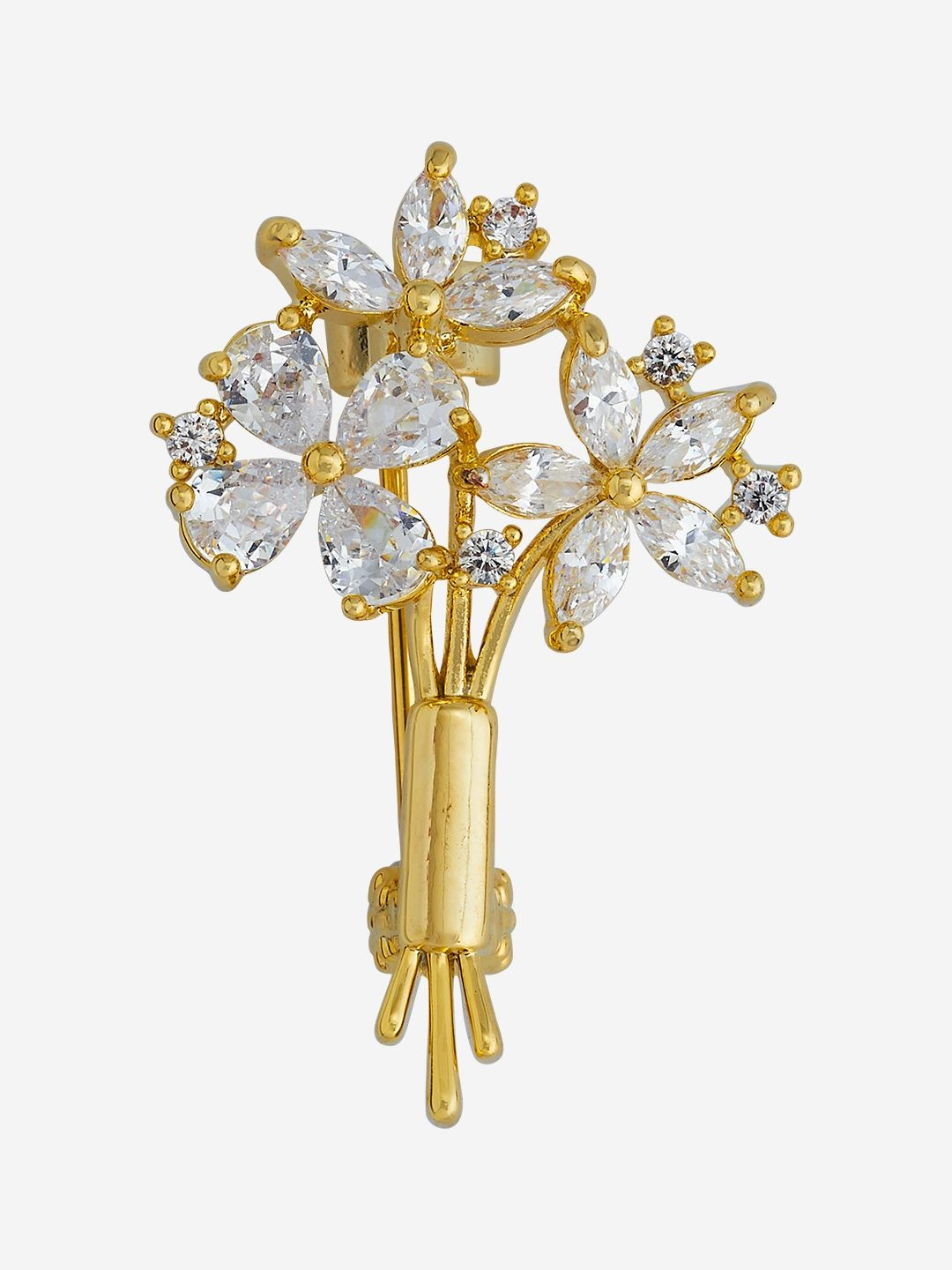 Kushal's Fashion Jewellery White Gold-Plated Party Trendy Zircon Saree Brooch