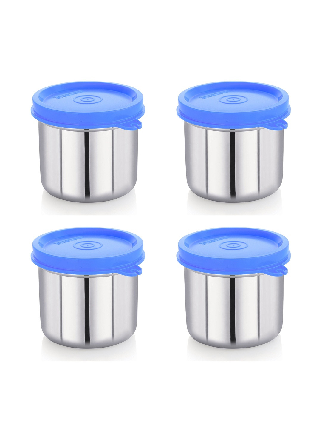 STEELLOCK Blue & Silver-Toned 4 Pieces Stainless Steel Airtight Lunch Boxs-14 Inch each