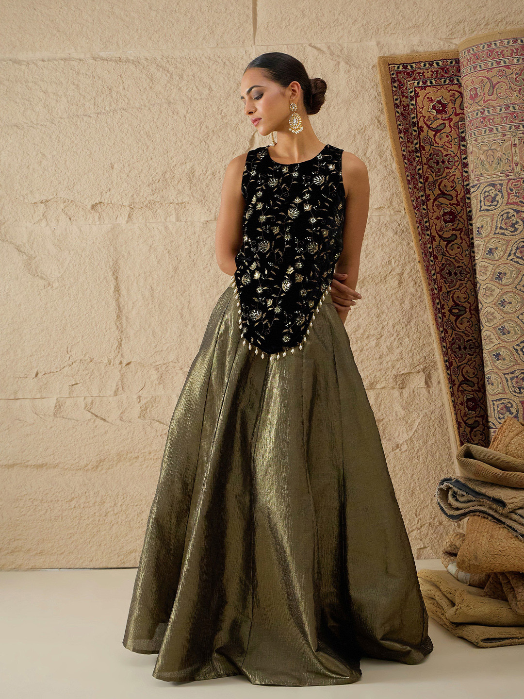 Luxe - Shae by SASSAFRAS Embroidered Round Neck Top With Skirt Co-Ords Set