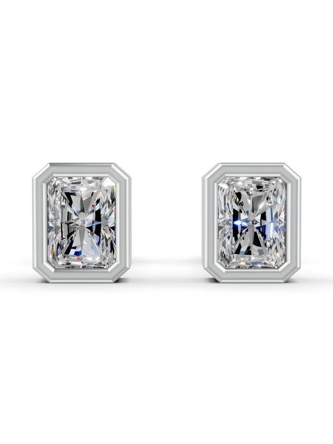Forever Jewels Sterling Silver Moissanite Diamond Shaped Studs