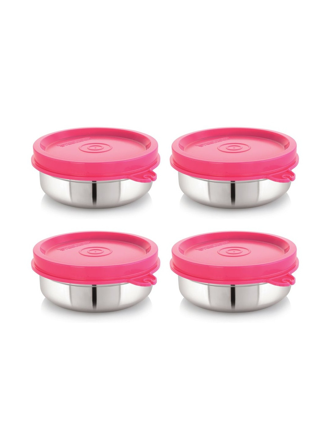 STEELLOCK Pink & Silver-Toned 4 Pieces Stainless Steel Airtight Lunch Boxs-12 Inch each
