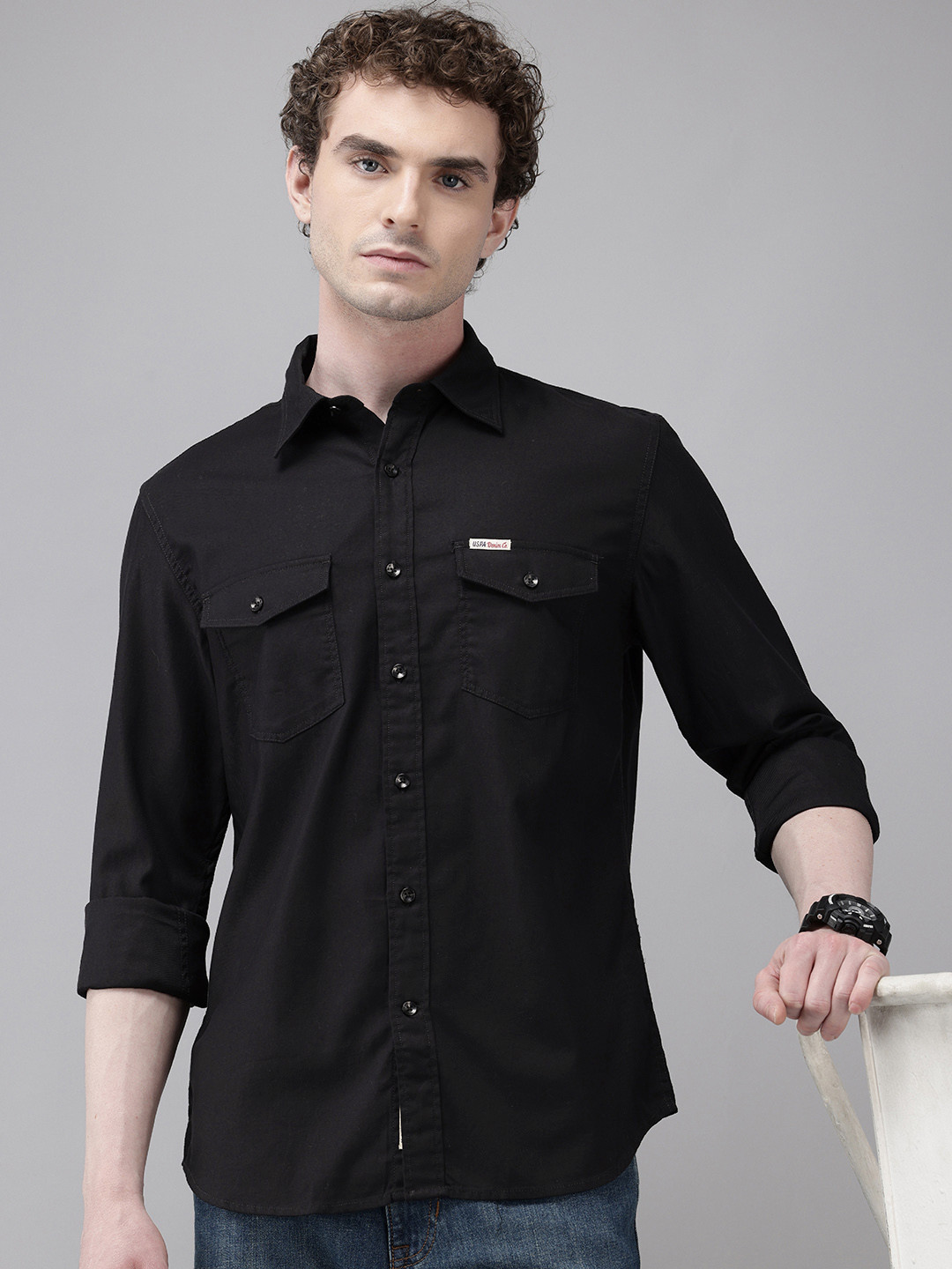 U.S. Polo Assn. Denim Co. Flap Pockets Pure Cotton Casual Shirt