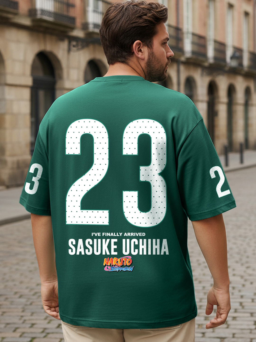 Bewakoof Men's Green Sasuke Graphic Printed Oversized Plus Size T-shirt