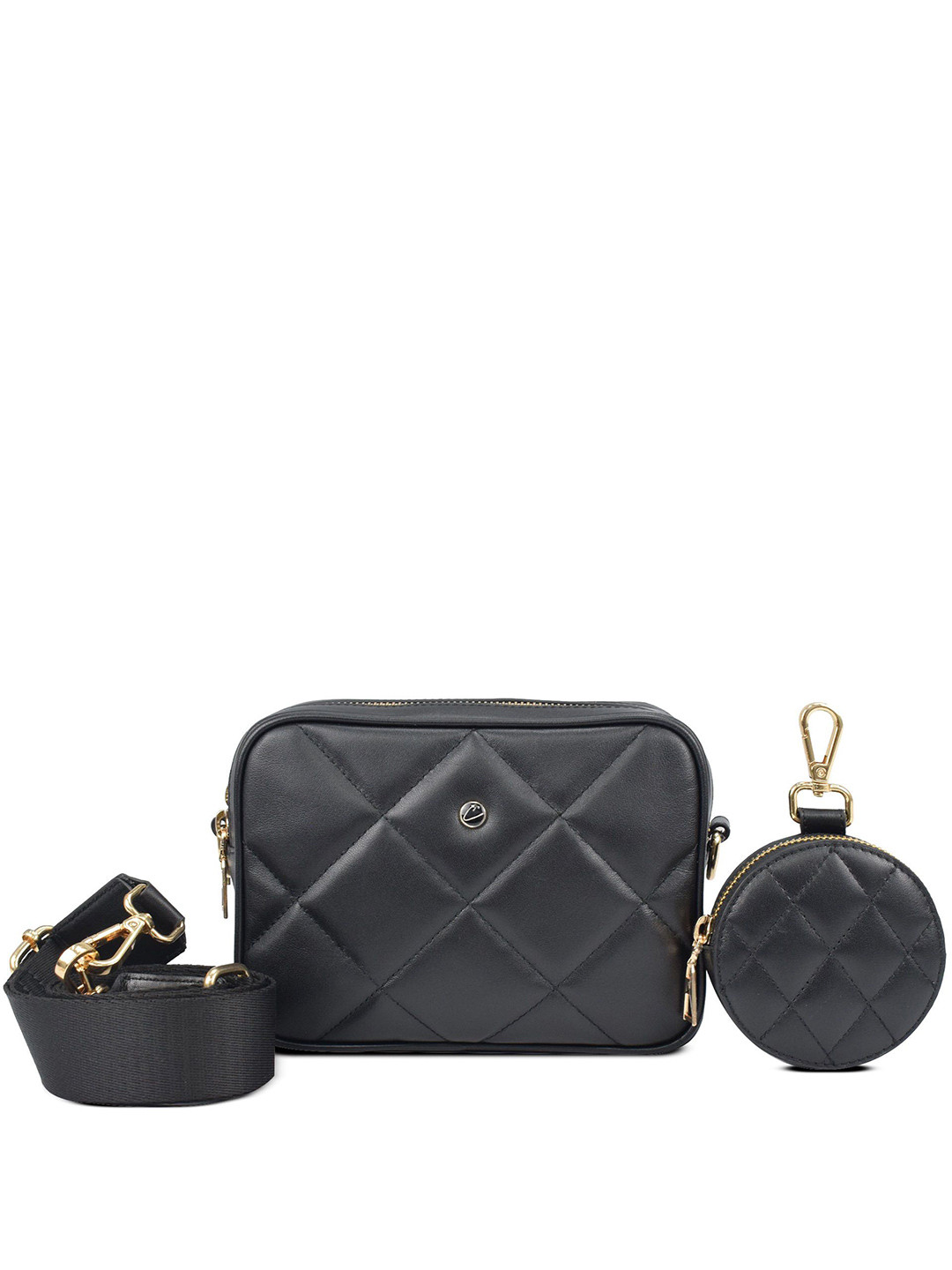 El'Curio Textured Leather Oversized Structured Sling Bag with Quilted