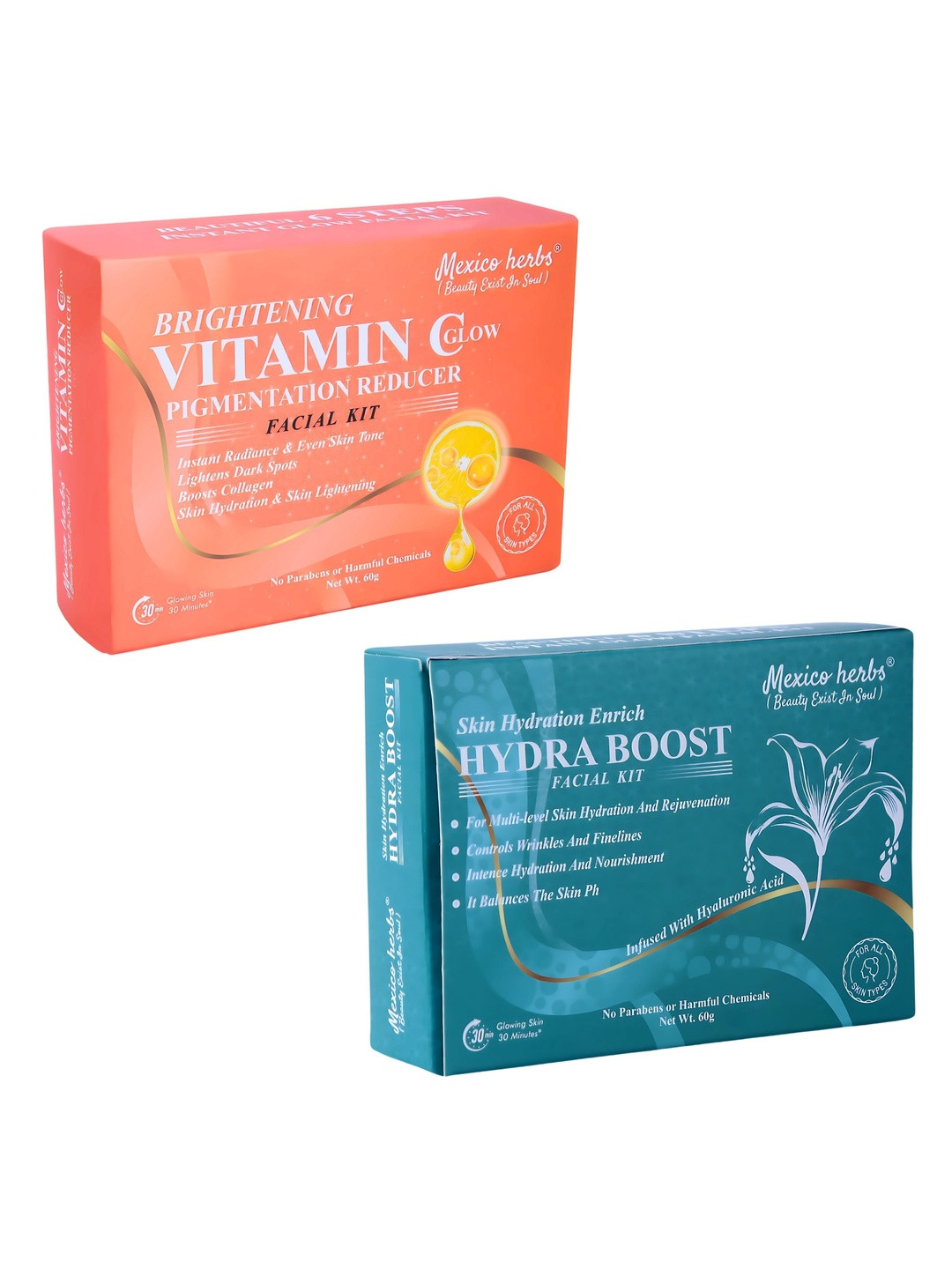Mexico herbs Set Of 2 Brightening Vitamin C & Hydra Boost Facial Kit - 10 g Each