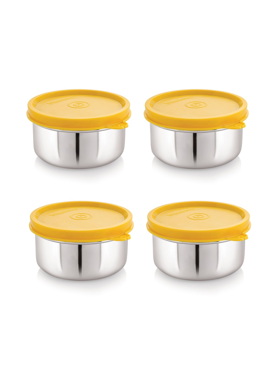 STEELLOCK Yellow & Silver-Toned 4 Pieces Stainless Steel Airtight Lunch Boxs-9 Inch each