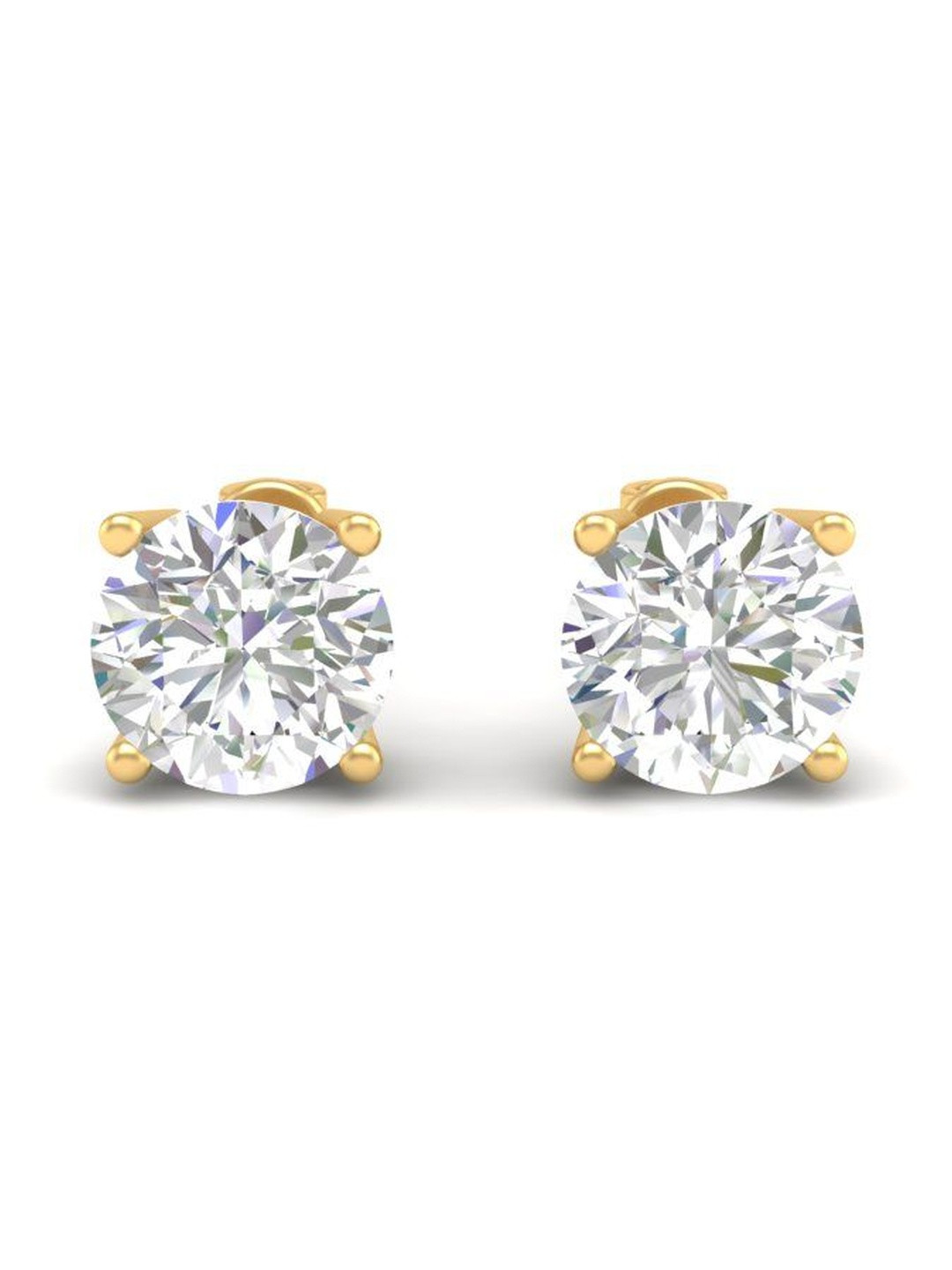 Forever Jewels Women Yellow Gold Plated 1Ct Round Cut Moissanite Stud Earrings