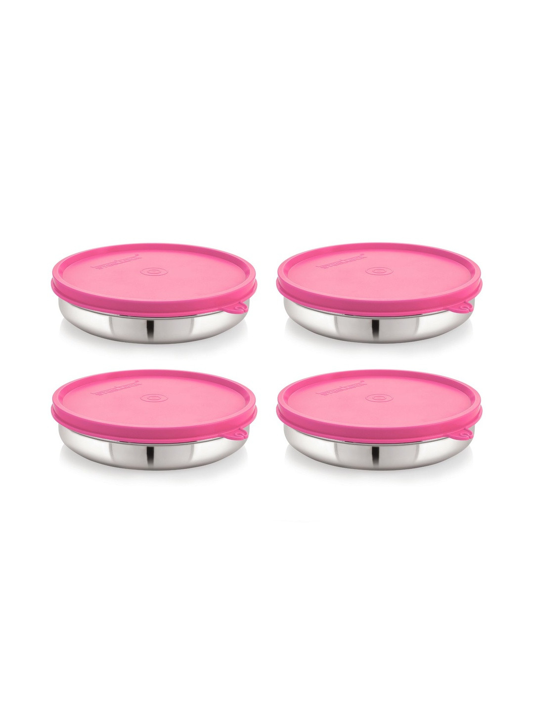 STEELLOCK Pink Stainless Steel Leak Resistant 4 Pieces Flip Top Canisters 550 ml
