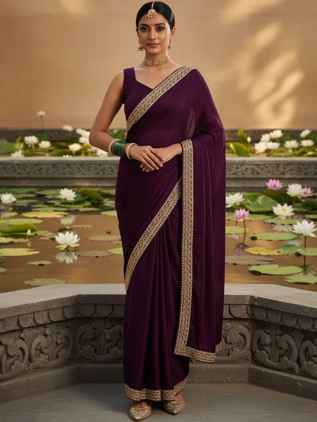 all about you Embellished Zari Satin Designer Saree